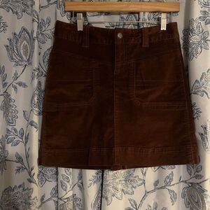 Athleta Washed Velvet Skirt Size 2P Brown Taupe Stretch Pockets
